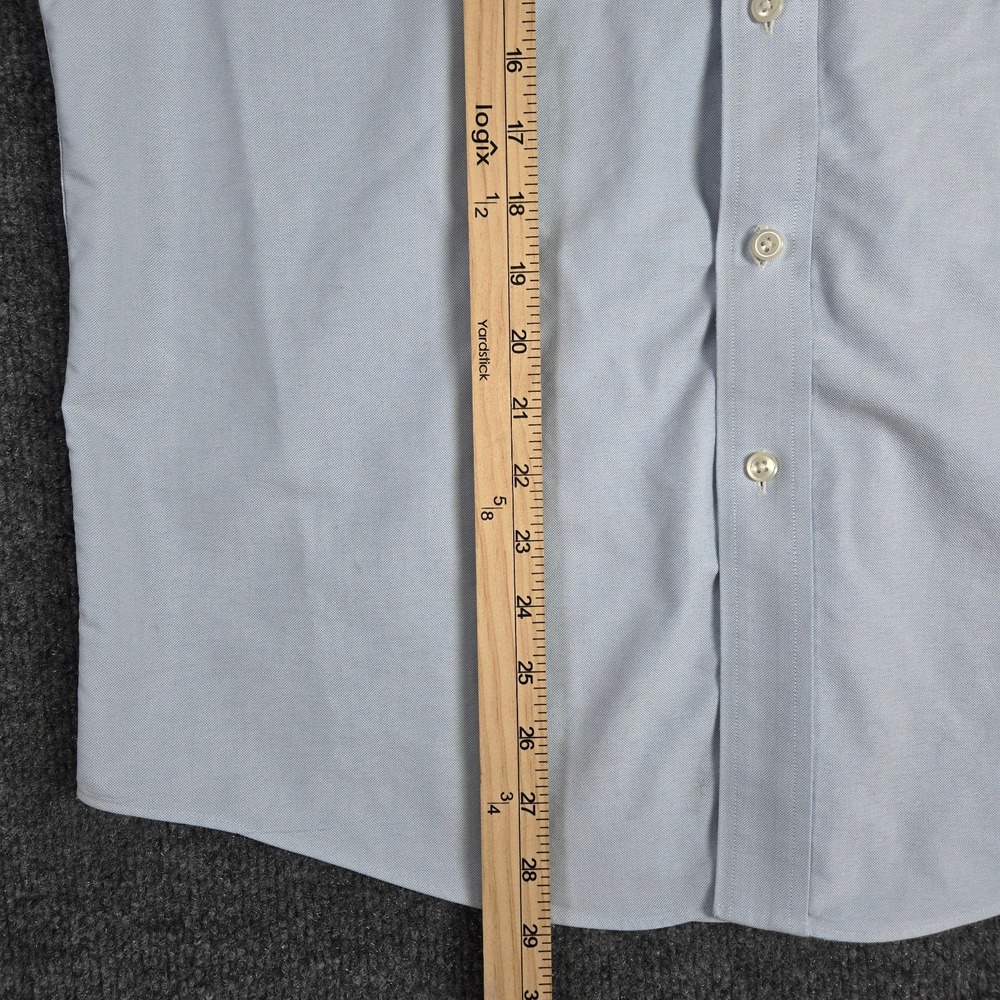 L.L. Bean Dress Shirt Mens 16-32 256513 Blue Wrinkle Resistant Button-Down Trim - Picture 13 of 14
